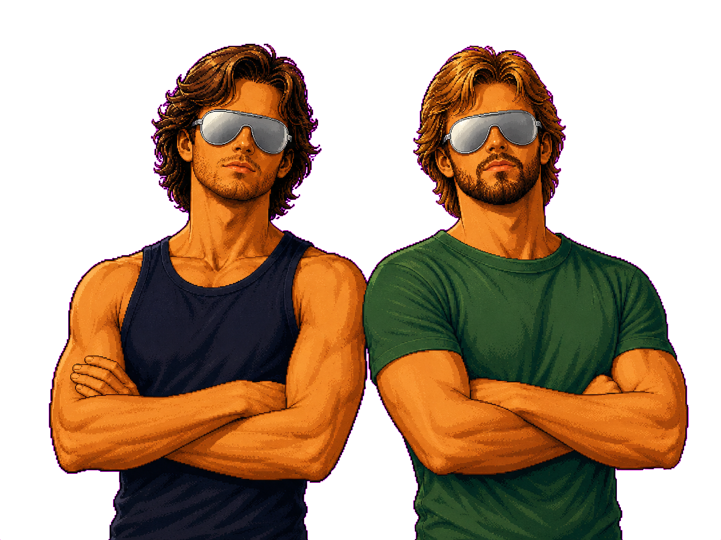 The Turbo Twins, arms crossed